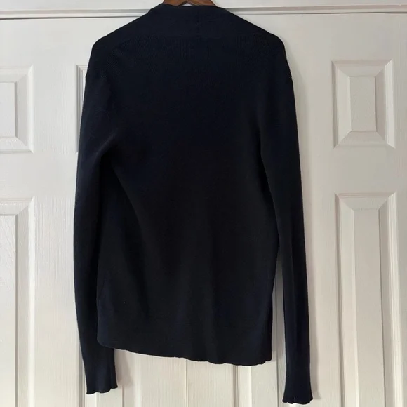 All Saints Dark Navy Open Front Cotton Cashmere Blend Sweater Size Medium EUC - Picture 2 of 5